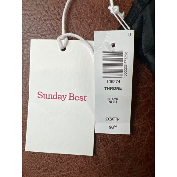 Sunday Best Black Noir "Throne" Slip Dress 2XS Satin Spaghetti Straps NWT - Picture 3 of 10